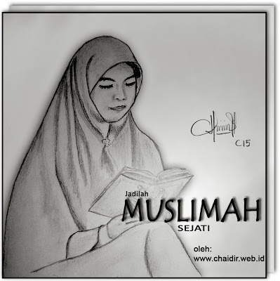 Sketsa-Wanita-Muslimah-Membaca-Buku